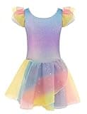 trudge Vestiti da Balletto per Ragazze Vestito da Balletto Vestito da Balletto in Cotone a Maniche Corte per Bambini Vestito da Ballo Vestito da Ballo Corpo Con Gonna Tutu Arc-en-ciel2 140