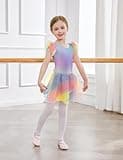 trudge Vestiti da Balletto per Ragazze Vestito da Balletto Vestito da Balletto in Cotone a Maniche Corte per Bambini Vestito da Ballo Vestito da Ballo Corpo Con Gonna Tutu Arc-en-ciel2 140