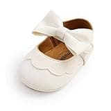 MASOCIO Chaussure Bebe Fille Ballerine Premier Pas Princesse Bébé Bowknot Bapteme Antiderapante Taille 19 6-12 Mois Blanc