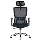 Durrafy Chaise Bureau, Chaise de Bureau Ergonomique avec Roullettes, Fauteuil Bureau Appuie-Tête et Accoudoir Réglables,Maille Respirante, Support Lombaire Réglable, Chaise Ergonomique Roulement 150KG