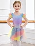 trudge Vestiti da Balletto per Ragazze Vestito da Balletto Vestito da Balletto in Cotone a Maniche Corte per Bambini Vestito da Ballo Vestito da Ballo Corpo Con Gonna Tutu Arc-en-ciel2 140