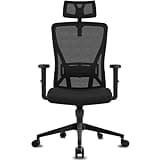 Durrafy Chaise Bureau, Fauteuil de Bureau avec Roullettes, Chaise de Ergonomique Appuie-Tête et Accoudoir Réglables, Maille Respirante, Support Lombaire Réglable, Roulement 150KG