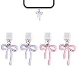 lasuroa 4pcs Bouchons Anti-Poussière pour Kindle, Couvercles à Nœud Insert Décoratif Port Chargement Type C Accessoires Anti-Poussière pour Téléphones Liseuses Cadeau Coquet (Rose, Violet)