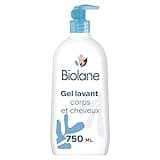 BIOLANE - Gel douche bebe corps et cheveux 2 en 1 - 750ml - 97% Origine Naturelle - Doux - Peaux Sensibles - Fabriqué en France