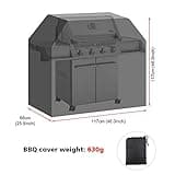 SanGlory Housse de Barbecue Rectangulaire, Bâche de Protection BBQ Couverture de Gril Anti-UV/Coupe-Vent/Imperméable Grill pour Weber, Holland, JennAir, 117x66x117cm