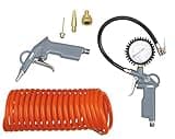 ABAC 6 Pièces Kit d'Accessoires Pour Compresseur G-813, Comprenant un Gonfleur de Pneus avec Manomètre, une Soufflette, un Tuyau en Spirale de 5 m, 3 Embouts de Gonflage, Pression Max. 8 Bar