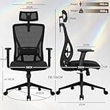 Durrafy Chaise Bureau, Fauteuil de Bureau avec Roullettes, Chaise de Ergonomique Appuie-Tête et Accoudoir Réglables, Maille Respirante, Support Lombaire Réglable, Roulement 150KG