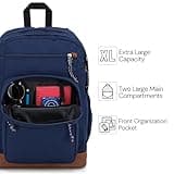 JANSPORT Sac à dos avec housse pour ordinateur portable 15", bleu marine, grand sac à dos d'ordinateur avec 2 compartiments, sangles ergonomiques, sac pour homme et femme