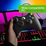 Manette Xbox 360, Manette PC, Manette Filaire pour Xbox 360/ Slim/PC Windoes 7/8/10/XP Joystick Xbox 360 Gamepad USB avec ouble Vibration Design Ergonomique Six Axes