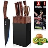 Set Couteaux de Cuisine 7 Pièces avec Porte Couteau Professionnel - Lames Acier Inoxydable Aiguisées, Manches Ergonomiques Antidérapants - Ensemble Couteaux de Chef pour Cuisine Maison