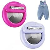 Dingfeiyu Enfants Coque pour Airtag, étui de Suivi GPS caché pour Enfants, Personnes âgées, Animaux domestiques, Super Petit et léger étui Airtag avec épingle (Violet + Rose Fluo)