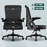 Airchros Fauteuil de Bureau, Chaise de Bureau avec Support Lombaire Ajustable 6 cm, Chaise Ergonomique 150kg, Siege Bureau avec Accoudoirs Pliables