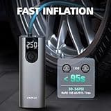 CYCPLUS Compresseur d'air Portable Tire Inflator, Pompe à air sans Fil 150 PSI avec écran LCD numérique pour la Pression, Compresseur d'air électrique pour Voiture, Moto, vélo et balles (Gris)