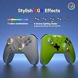 EasySMX X05 Manettes PC Sans Fil Rechargeable avec RGB/Vibration/Hall Joystick/Hall Trigger, Manette PC Bluetooth pour Gamer/Switch/Mobile/Android/iOS/Android TV Box, 750 mAh, Blanc
