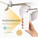 Mellerware - Ventilateur de plafond extérieur avec lumière Brizy Bright Outdoor 45 W | IP24 | Ultra silencieux | 6 vitesses | fonction été/hiver | 3 pales | minuterie | LED | télécommande