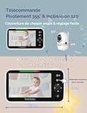 HelloBaby Babyphones Caméra 2 Caméra Bébé Moniteur, 5'' 3500mAh Écran Divisé Partagé Baby Phone Vidéo Bébé Surveillance, sans WiFi, Angles de Vue à 355 degrés, Vision Nocturne, Berceuses, ECO