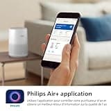 Philips Purificateur d'Air Séries 600, Capteur Intelligent, Pour les personnes souffrant d'allergies, Filtre HEPA éliminant 99,97% des polluants, Jusqu'à 44 m2, Contrôle par App, Blanc (AC0651/10)