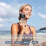 OUILA 4000mAh Mini Ventilateur Portable avec Fonction de Compresse Froide et Crochet en D, Rechargeable à 5 Vitesses Petit Ventilateur de poche pour Bureau Maison Extérieur