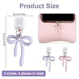 lasuroa 4pcs Bouchons Anti-Poussière pour Kindle, Couvercles à Nœud Insert Décoratif Port Chargement Type C Accessoires Anti-Poussière pour Téléphones Liseuses Cadeau Coquet (Rose, Violet)