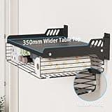 HMAKGG Support Micro Onde Mural, Etagere Micro Onde 2 Niveaux avec Panier Rangement, Support Mural Micro Onde en Acier au Carbone, Suspendu Meuble Micro Ondes Cuisine Rangement Noir, 55 * 35 * 16 cm