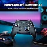 ECHTPower Manette PC, 1000Hz, Joystick Hall, RGB, Vibration, Batterie 800mAh, Compatible PC/Switch2 /Steam Deck/Android/iOS/TV