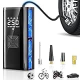Gonfleur Pneus Voiture Sans Fil, Compresseur à Air Portatif, 150PSI 12V DC 6000mAh Mini Compresseur Portable avec Lumière LED, Compresseur de Voiture Pour Vélo, Voiture, Moto, Vcooter, Balles.