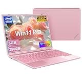 Ordinateur Portable 14'' Celeron N5095 (jusqu'à 2,9 GHz) 8Go RAM 256Go SSD Soutien Extension 1TB(TF 512Go)1920x1200 Quad Core PC Portable Win11 Laptop 5G WIFI Mini HDMI AZERTY Clavier Couverture-Rose