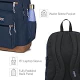 JANSPORT Sac à dos avec housse pour ordinateur portable 15", bleu marine, grand sac à dos d'ordinateur avec 2 compartiments, sangles ergonomiques, sac pour homme et femme