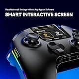 FIEHDU ManbaOne Contrôleur de jeu interactif à écran pour PC/Switch/iOS/Android/Steam Deck 1800 mAh avec LED, boutons de cartographie, station de charge (noir)