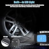 OneAmg Compresseur à Air Portatif 12V, Gonfleur Pneus Voiture 120W, Electrique Compresseur Air avec Affichage Digital et Lumière LED, 3M Câble pour Voiture Vélo (Bleu)