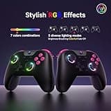 EasySMX X05 Manettes PC Sans Fil Rechargeable avec RGB/Vibration/Hall Joystick/Hall Trigger, Manette PC Bluetooth pour Gamer/Switch/Mobile/Android/iOS/Android TV Box, 750 mAh, Noir