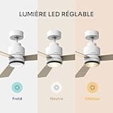 Mellerware - Ventilateur de plafond extérieur avec lumière Brizy Bright Outdoor 45 W | IP24 | Ultra silencieux | 6 vitesses | fonction été/hiver | 3 pales | minuterie | LED | télécommande