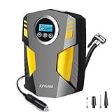 SYTUNG Gonfleur Pneus Voiture Numérique Portable avec 3 Adaptateurs De Buse Et Lumière LED Numérique 12 V Pompe à Air électrique Rapide pour Pneus et Autres Objets Gonflables