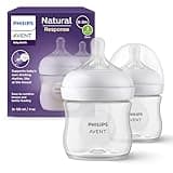 Philips Avent Lot de 2 biberons à Réponse Naturelle de 125 ml pour nouveau-né, sans BPA, 0 mois et plus (modèle SCY900/02)