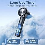OUILA 4000mAh Mini Ventilateur Portable avec Fonction de Compresse Froide et Crochet en D, Rechargeable à 5 Vitesses Petit Ventilateur de poche pour Bureau Maison Extérieur