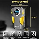 SYTUNG Gonfleur Pneus Voiture Numérique Portable avec 3 Adaptateurs De Buse Et Lumière LED Numérique 12 V Pompe à Air électrique Rapide pour Pneus et Autres Objets Gonflables