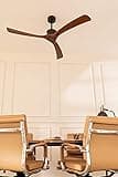 CREATE / WINDLARGE/Ventilateur de plafond avec télécommande, noir pales bois foncé / 40W, silencieux, Ø152 cm, 6 vitesses, minuterie, 2 hauteurs, moteur DC, fonction été-hiver