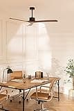 CREATE / WINDLARGE/Ventilateur de plafond avec télécommande, noir pales bois foncé / 40W, silencieux, Ø152 cm, 6 vitesses, minuterie, 2 hauteurs, moteur DC, fonction été-hiver