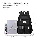 FANDARE Décontractée Sac à Dos Scolaire Collège Cartables Fille Garçons Sac d'école pour 15.6 Pouce Laptop Sacs Scolaires Casual Daypacks pour Université Outdoor Voyage Travail Noir