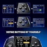 FIEHDU ManbaOne Contrôleur de jeu interactif à écran pour PC/Switch/iOS/Android/Steam Deck 1800 mAh avec LED, boutons de cartographie, station de charge (noir)