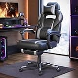 SONGMICS Fauteuil de Bureau, Chaise Gaming, RÉglable, Repose-pieds TÉlescopique, MÉcanisme À Bascule, Appui-tÊte, Support Lombaire, Charge 150 kg, Noir d'Encre et Gris Tourterelle OBG073B03