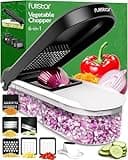 Coupe Legumes Multifonctions et Mandoline Professionnelle Cuisine - Trancheur de Légumes - Decoupe Legumes Cube Oignon Carotte Concombre Tomates - Rapeuse Legume et Fromage (Compact 6-en-1 Blanc)