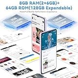 OUKITEL C57S Téléphone Portable Débloqué 2024-8Go(2+6)+64Go/1To Smartphone Pas Cher, Écran 6.52", Batterie 4300mAh, 13MP, Octa Core, Android 14 Smartphone Débloqué 4G Dual SIM/Face ID/GPS/- Noir
