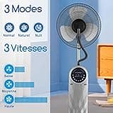Aigostar Ventilateur Brumisateur, 95W, Silencieux, Ventilateur sur pied avec Télécommande, Minuterie 8h, Fonction ionique, Affichage LED - Forest Mist
