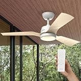 Mellerware - Ventilateur de plafond extérieur avec lumière Brizy Bright Outdoor 45 W | IP24 | Ultra silencieux | 6 vitesses | fonction été/hiver | 3 pales | minuterie | LED | télécommande