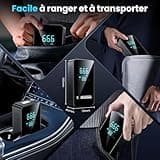 Compresseur à Air Portatif, Gonfleur Pneus Voiture sans Fil avec LED et Port C USB 150 PSI, Batterie Rechargeable, Inflation Rapide, Compresseur, Arrêt Automatique, pour Voiture, Vélos et Motos