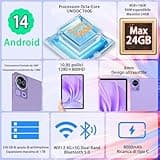SKYEGG Tablette 11 Pouces Android 14, 24 Go RAM + 256 Go ROM, 5G Wi-FI, GPS, FHD Tablette Tactile avec Widevine L1, 8-Cores 2.0 GHz, 8000 mAh, 13 MP + 5 MP, Face ID, Pourpre