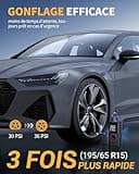 Powools Gonfleur Pneus Voiture Sans Fil – Compresseur à Air Portatif 150 PSI avec Arrêt Automatique & Lumière LED, Pompe à Vélo Électrique pour Voiture, Moto, Vélo, Ballon, 8.90 X 4.75 X 13.79 CM