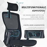 Durrafy Chaise Bureau, Chaise de Bureau Ergonomique avec Roullettes, Fauteuil Bureau Appuie-Tête et Accoudoir Réglables,Maille Respirante, Support Lombaire Réglable, Chaise Ergonomique Roulement 150KG