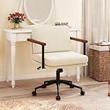 FurniSoar Chaise de bureau avec accoudoirs, réglable en hauteur et roulettes, rembourrée, pour le salon, le bureau à domicile, blanc sherpa